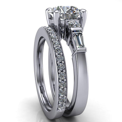 Gale Round Moissanite 4 Prong Double Diamond Side Comfort Fit Ring-Custom-Made Jewelry-Fire & Brilliance ®