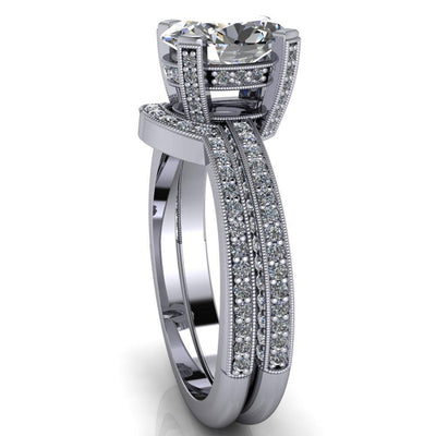Garland Oval Moissanite Diamond Channel 4 Prong Ring-Custom-Made Jewelry-Fire & Brilliance ®
