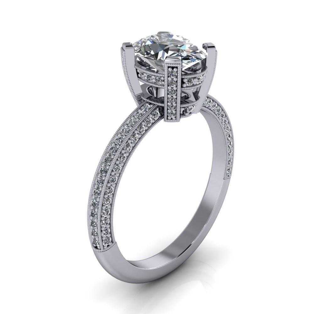 Garland Oval Moissanite Diamond Channel 4 Prong Ring-Custom-Made Jewelry-Fire & Brilliance ®