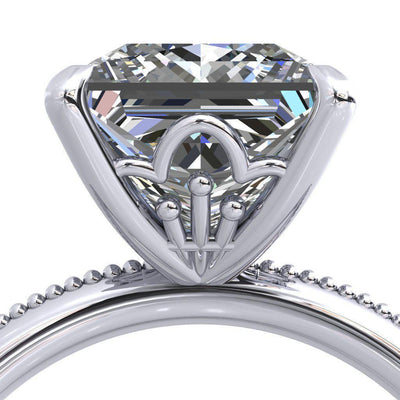 Garrard Princess/Square Moissanite Plum Flower Engagement Ring-Custom-Made Jewelry-Fire & Brilliance ®
