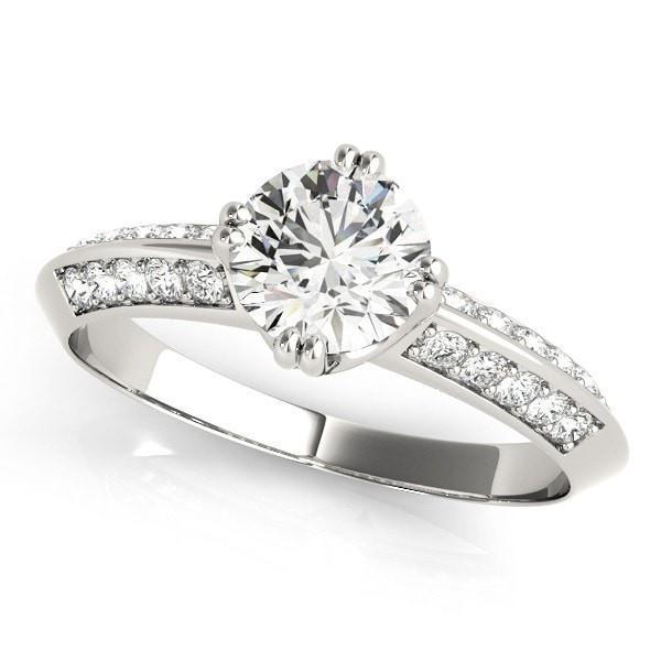 Gideon Round Moissanite Split Diamond Channel Double 4 Prong Engagement Ring-Custom-Made Jewelry-Fire & Brilliance ®