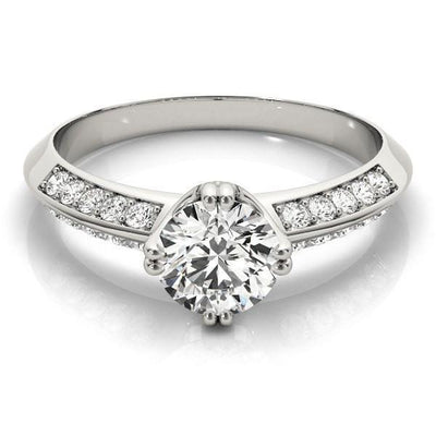 Gideon Round Moissanite Split Diamond Channel Double 4 Prong Engagement Ring-Custom-Made Jewelry-Fire & Brilliance ®