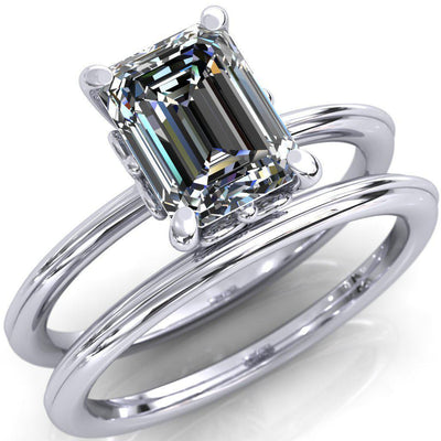 Gift Emerald Moissanite Present Engagement Ring-Custom-Made Jewelry-Fire & Brilliance ®