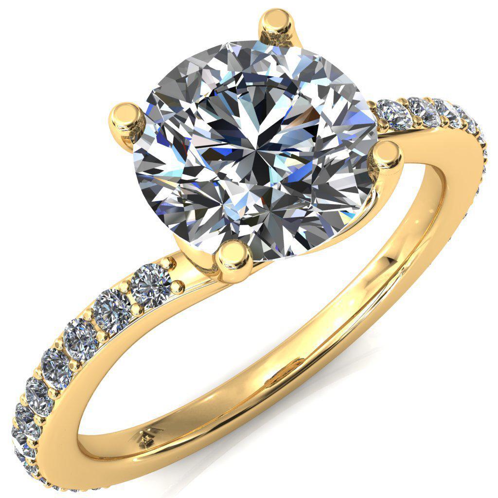Gina Round Center Stone 4 Prong 3/4 Diamond Bypass Engagement Ring-FIRE & BRILLIANCE