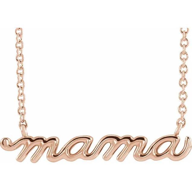 Gold Petite Mama Script 18" Necklace-FIRE & BRILLIANCE