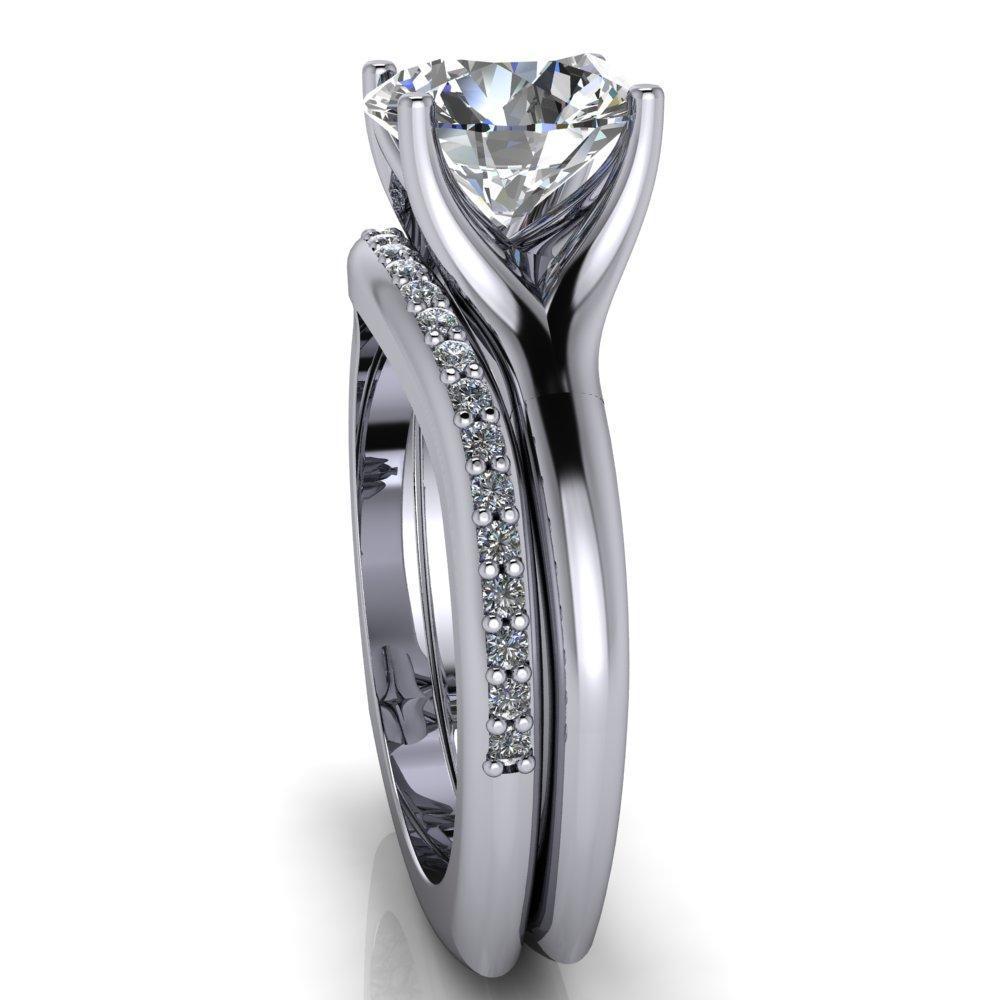 Goulding Round Moissanite 4 Prong Split Shank Ring-Custom-Made Jewelry-Fire & Brilliance ®