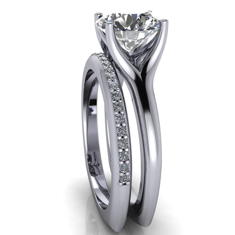 Goulding Round Moissanite 4 Prong Split Shank Ring-Custom-Made Jewelry-Fire & Brilliance ®