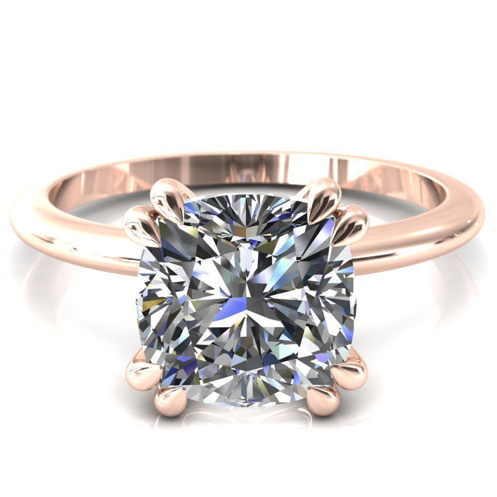 Gracey Cushion Moissanite 4 Double Claw Prong Engagement Ring-Custom-Made Jewelry-Fire & Brilliance ®