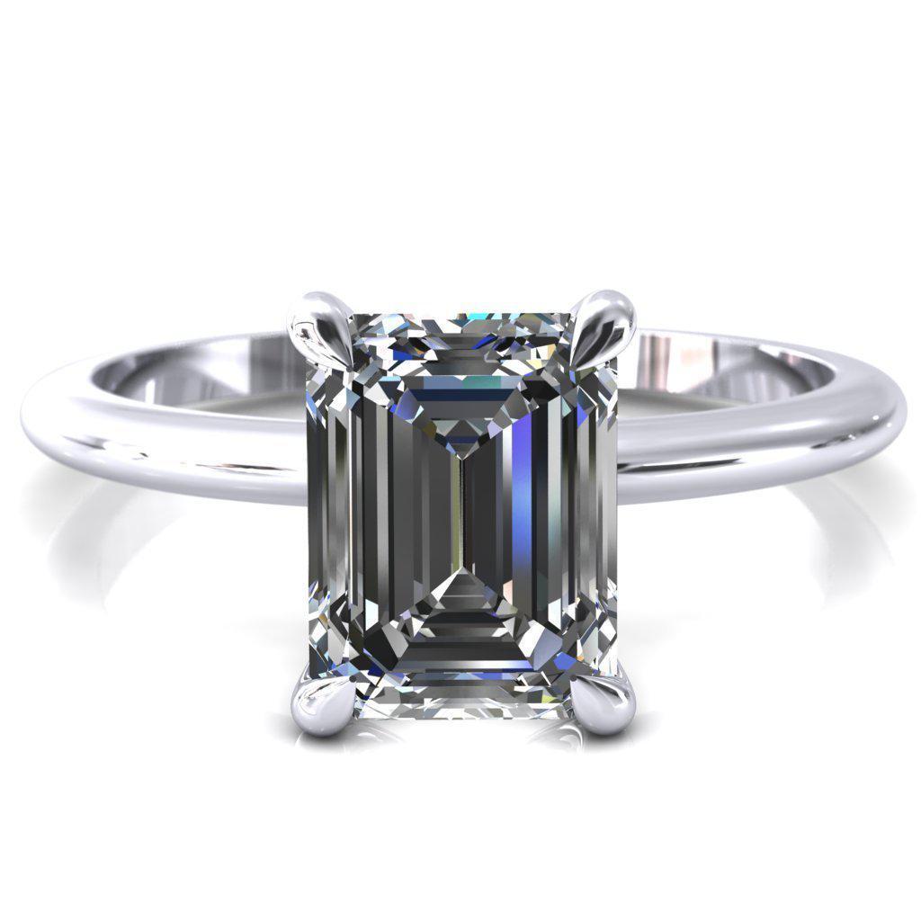 Gracey Emerald Moissanite 4-Claw Prong Engagement Ring-Custom-Made Jewelry-Fire & Brilliance ®