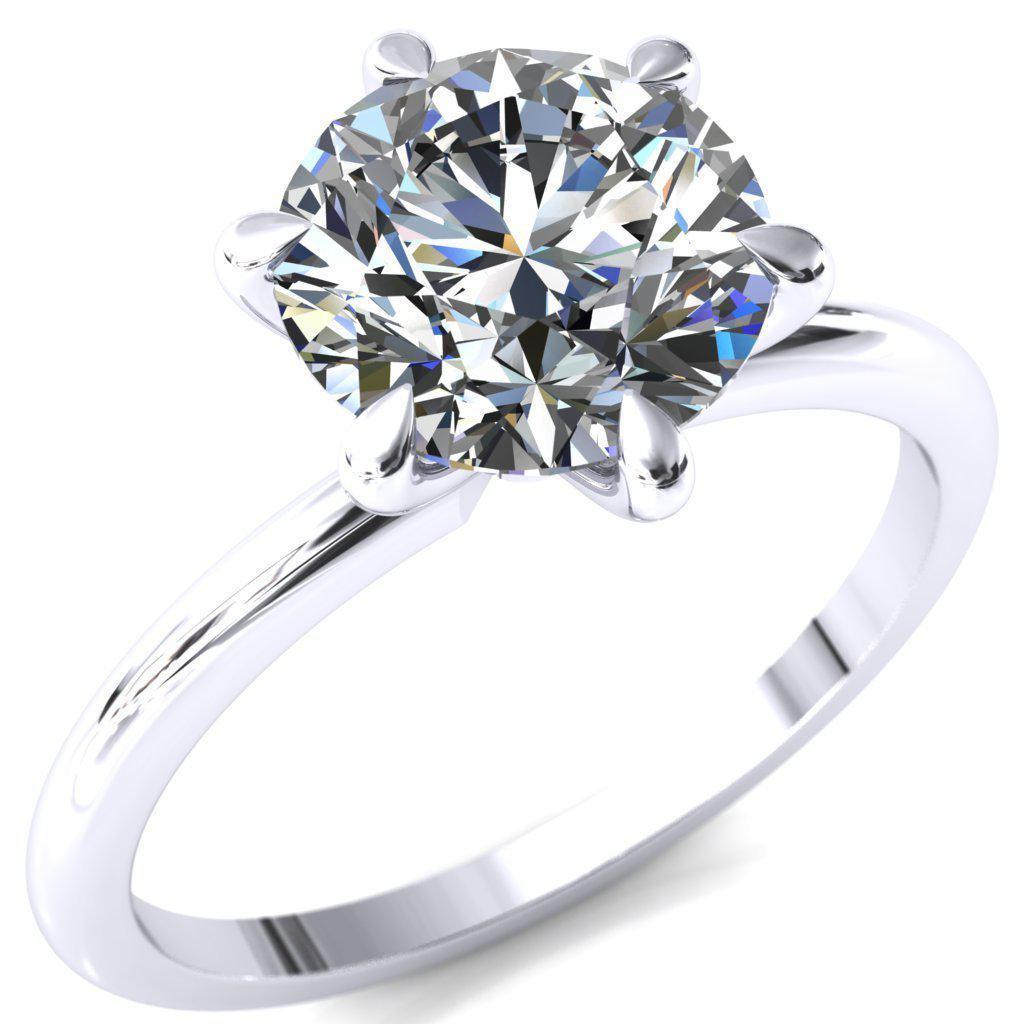 Gracey 8.5mm Round Center Stone 6-Claw Prong Engagement Ring
