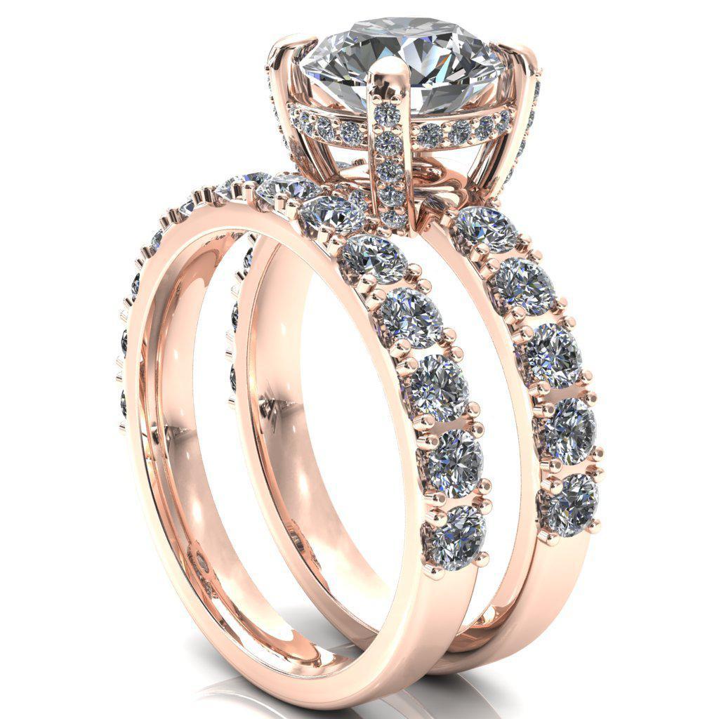 Grandeur Round Moissanite 4 Prong Basket and Half Eternity Fire Ring-FIRE & BRILLIANCE