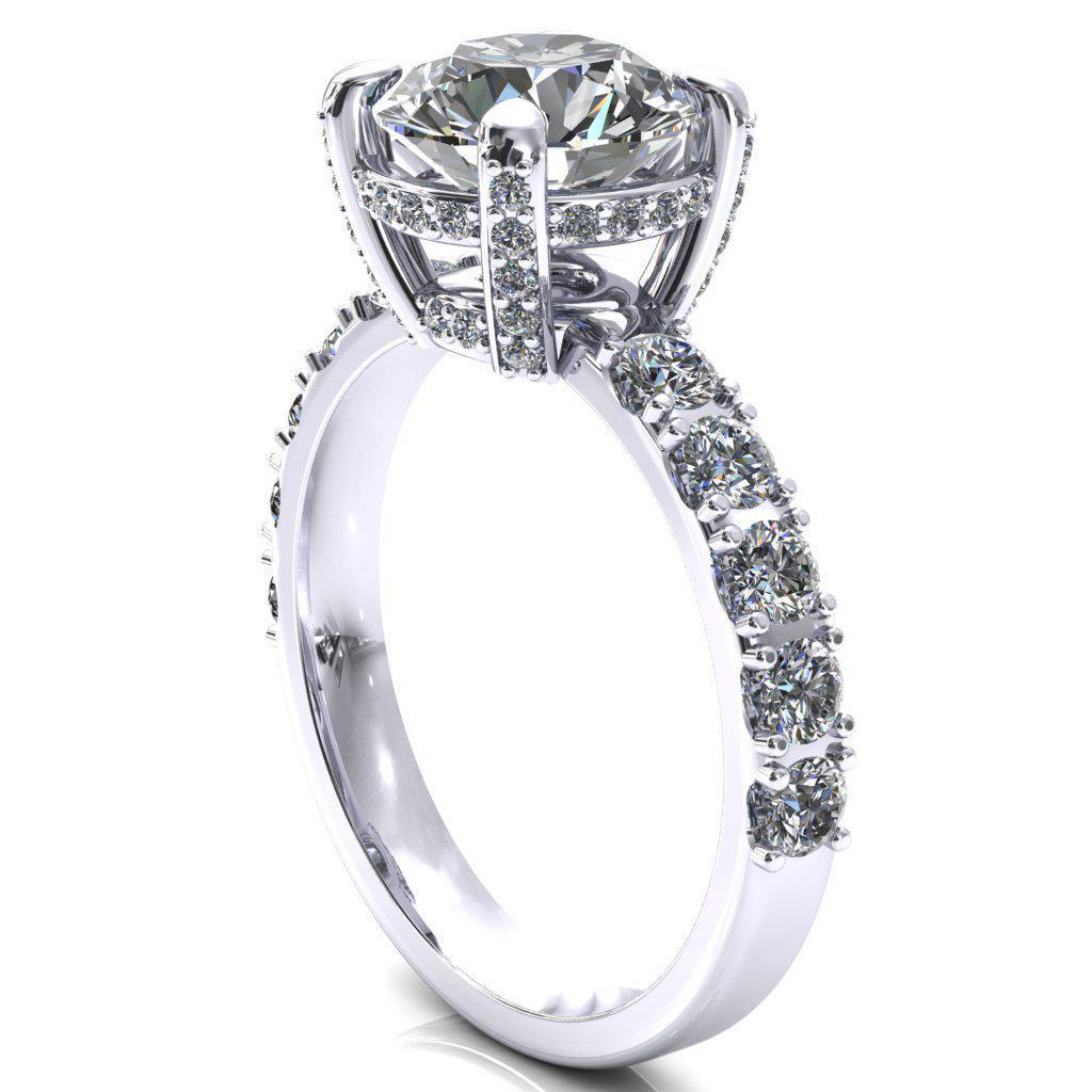 Grandeur Round Moissanite 4 Prong Basket and Half Eternity Fire Ring-FIRE & BRILLIANCE