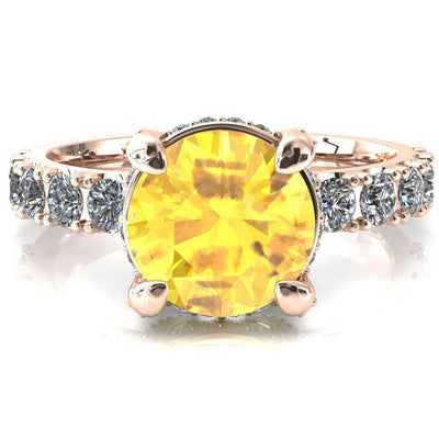 Grandeur Round Yellow Sapphire 4 Prong Basket and Half Eternity Fire Ring-FIRE & BRILLIANCE