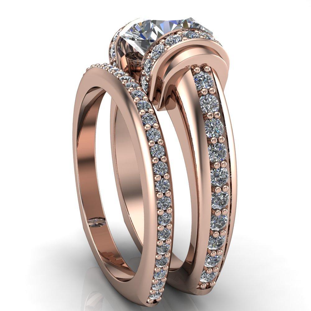 Gwen Round Moissanite Double Diamond Sides Design Euro Shank Ring-Custom-Made Jewelry-Fire & Brilliance ®