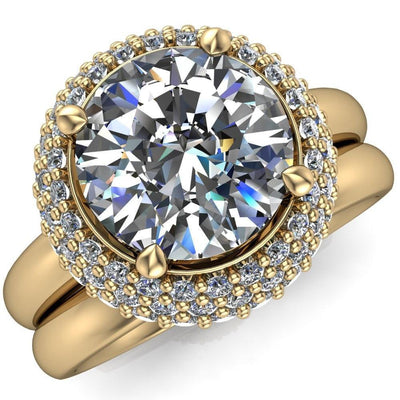 Hailey Round Moissanite 3 Row Umbrella Diamond Halo Ring-Custom-Made Jewelry-Fire & Brilliance ®