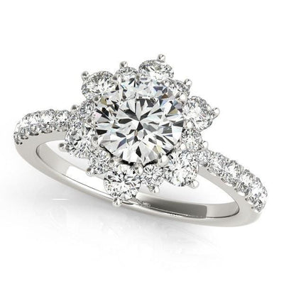 Hana Round Moissanite Cathedral Halo Engagement Ring-Custom-Made Jewelry-Fire & Brilliance ®