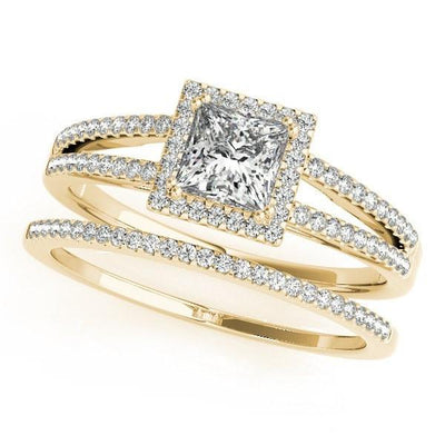 Harley Princess/Square Moissanite Split Shank Halo Engagement Ring-Custom-Made Jewelry-Fire & Brilliance ®