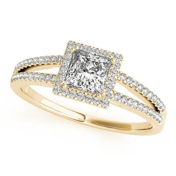 Harley Princess/Square Moissanite Split Shank Halo Engagement Ring-Custom-Made Jewelry-Fire & Brilliance ®