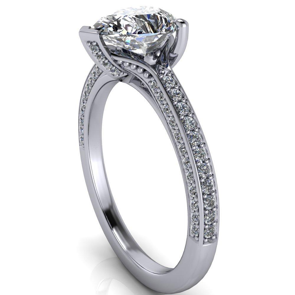 Harmon Pear Moissanite Diamond Shank Engagement Ring-Custom-Made Jewelry-Fire & Brilliance ®