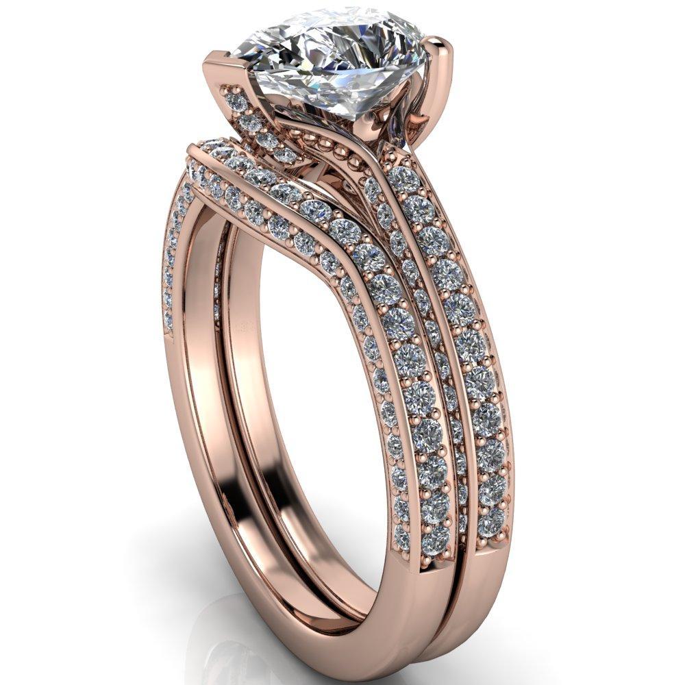 Harmon Pear Moissanite Diamond Shank Engagement Ring-Custom-Made Jewelry-Fire & Brilliance ®