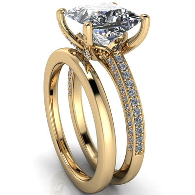Harmon Princess/Square Moissanite 4 Prong Diamond Shank Engagement Ring-Custom-Made Jewelry-Fire & Brilliance ®