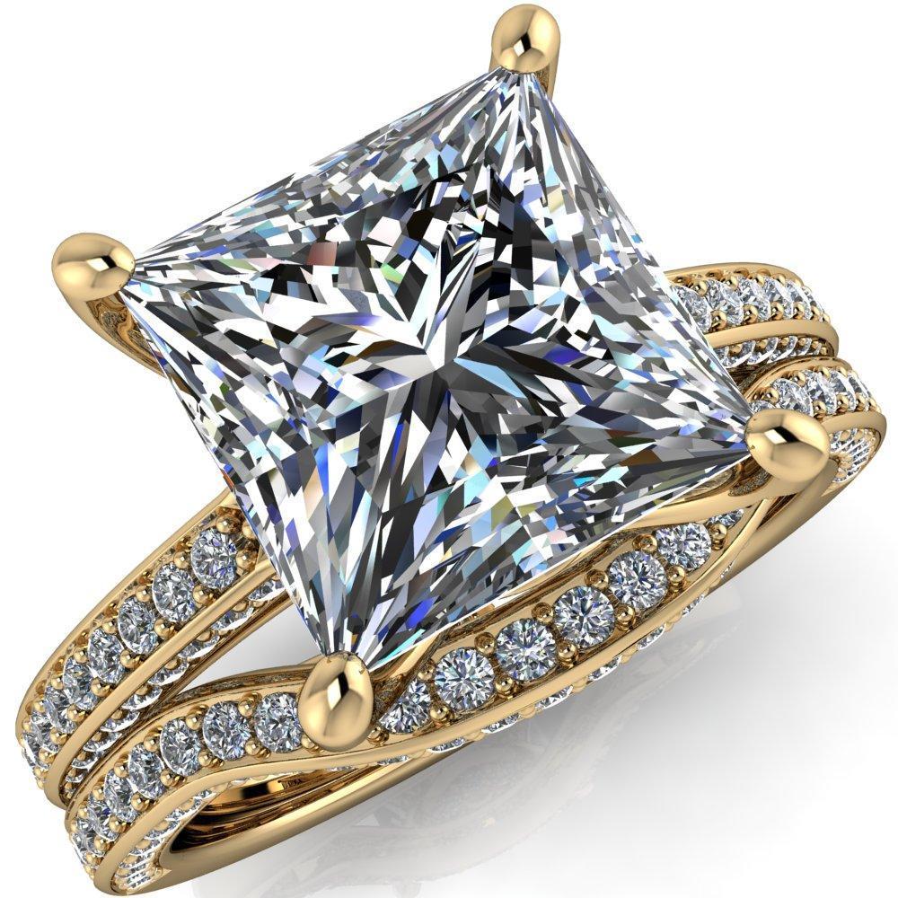 Harmon Princess/Square Moissanite 4 Prong Diamond Shank Engagement Ring-Custom-Made Jewelry-Fire & Brilliance ®