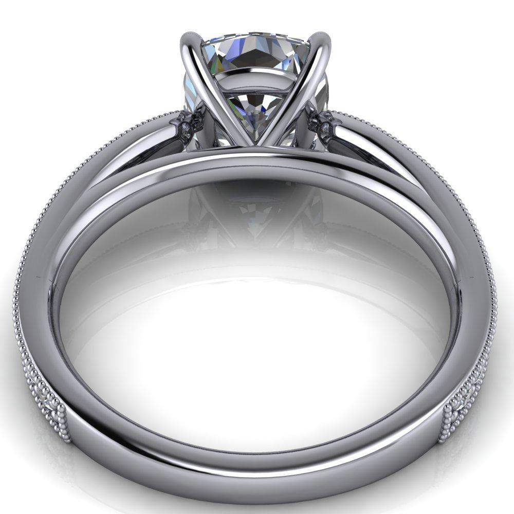 Hathaway Cushion Moissanite 4 Prong Milgrain Cathedral Engagement Ring-Custom-Made Jewelry-Fire & Brilliance ®