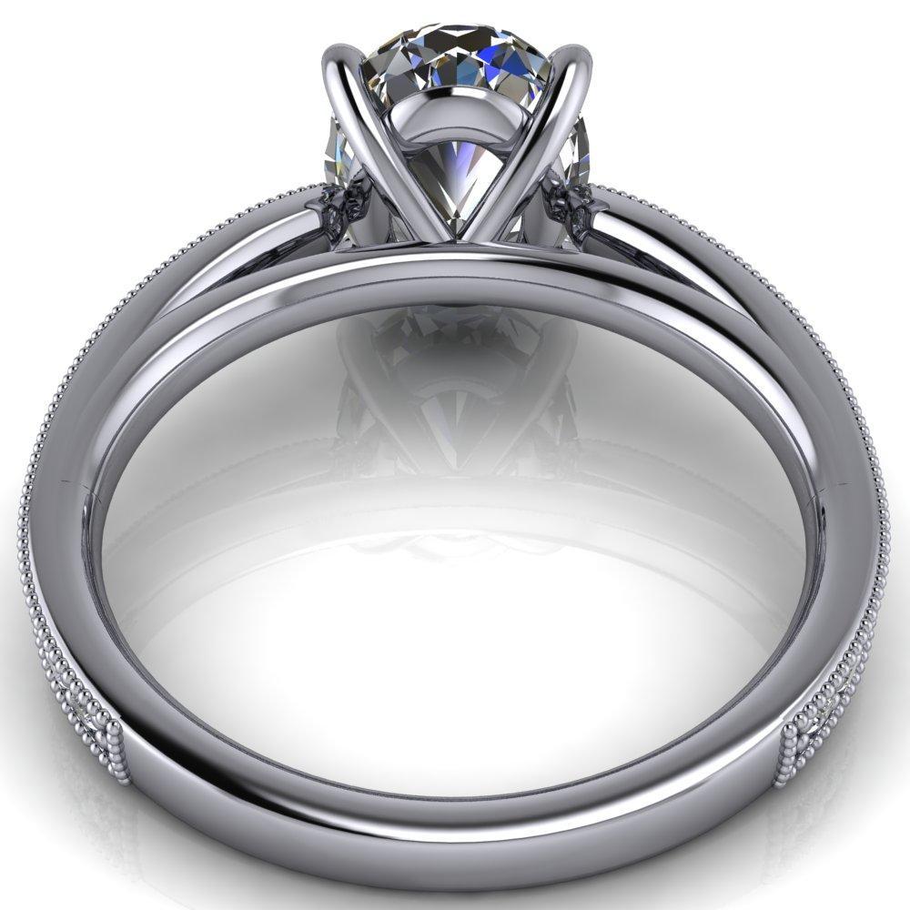 Hathaway Oval Moissanite 4 Prong Milgrain Cathedral Engagement Ring-Custom-Made Jewelry-Fire & Brilliance ®