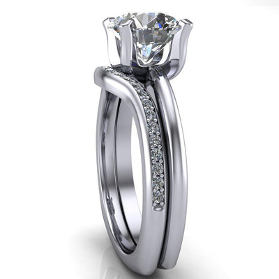 Hayden Round Moissanite 4 U Shaped Prong Set Euro Shank Solitaire Ring-Custom-Made Jewelry-Fire & Brilliance ®