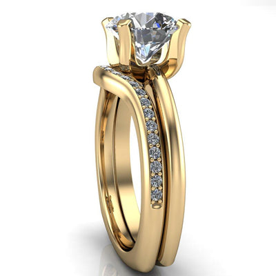 Hayden Round Moissanite 4 U Shaped Prong Set Euro Shank Solitaire Ring-Custom-Made Jewelry-Fire & Brilliance ®