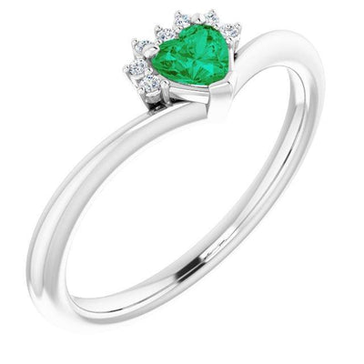 Heart Gemstone Lab-Grown Diamond Accent Ring-FIRE & BRILLIANCE