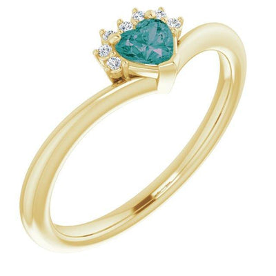 Heart Gemstone Lab-Grown Diamond Accent Ring-FIRE & BRILLIANCE