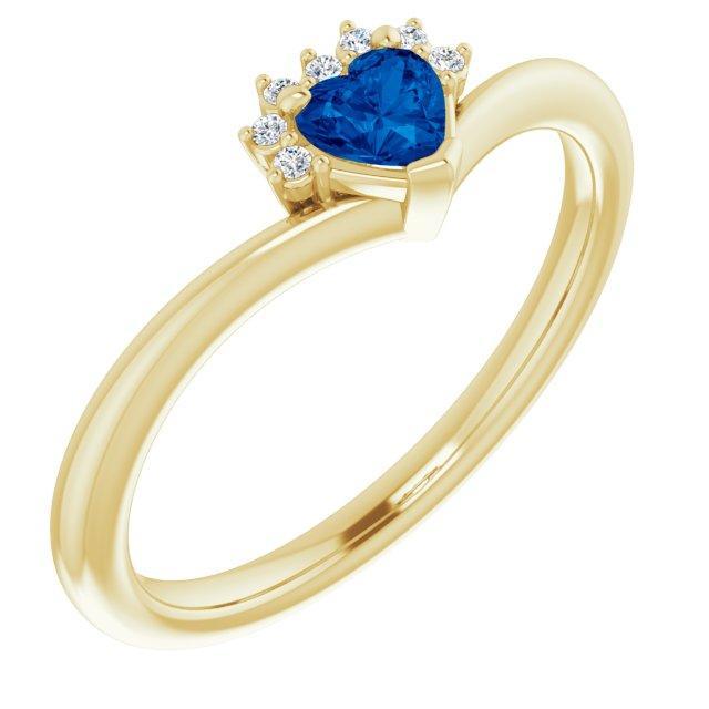 Heart Gemstone Lab-Grown Diamond Accent Ring-FIRE & BRILLIANCE