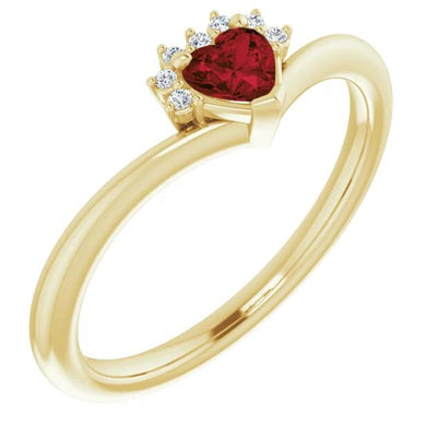 Heart Gemstone Lab-Grown Diamond Accent Ring-FIRE & BRILLIANCE