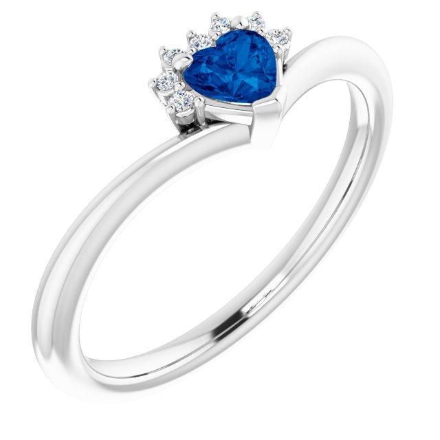 Heart Gemstone Lab-Grown Diamond Accent Ring-FIRE & BRILLIANCE