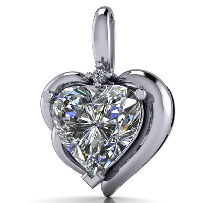 Heart Moissanite 3 Prong Pendant-Pendants-Fire & Brilliance ®