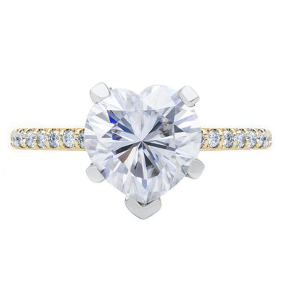 Heart Moissanite 5 Prongs Diamond Accent Ice Solitaire Ring-Solitaire Ring-Fire & Brilliance ®