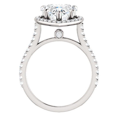 Heart Moissanite Diamond Accent Ice Halo Bezel Ring-Custom-Made Jewelry-Fire & Brilliance ®