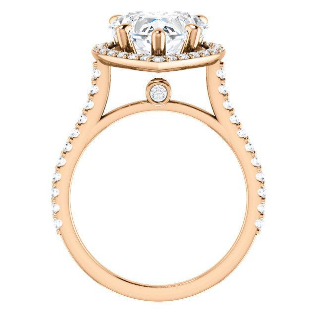 Heart Moissanite Diamond Accent Ice Halo Bezel Ring-Custom-Made Jewelry-Fire & Brilliance ®