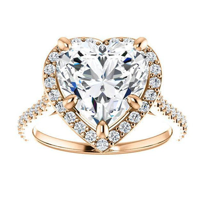 Heart Moissanite Diamond Accent Ice Halo Bezel Ring-Custom-Made Jewelry-Fire & Brilliance ®