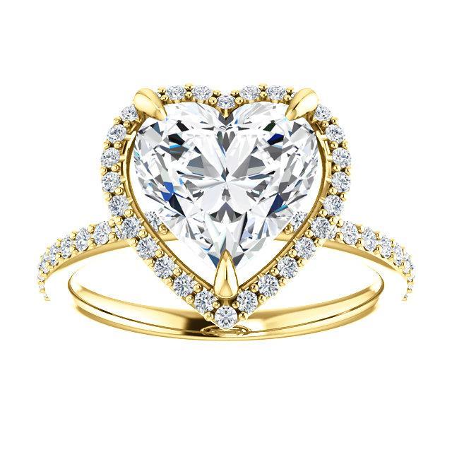 Heart Moissanite Diamond Accent Ice Halo Ring-Custom-Made Jewelry-Fire & Brilliance ®