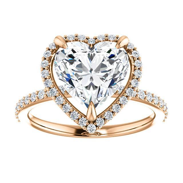 Heart Moissanite Diamond Accent Ice Halo Ring-Custom-Made Jewelry-Fire & Brilliance ®