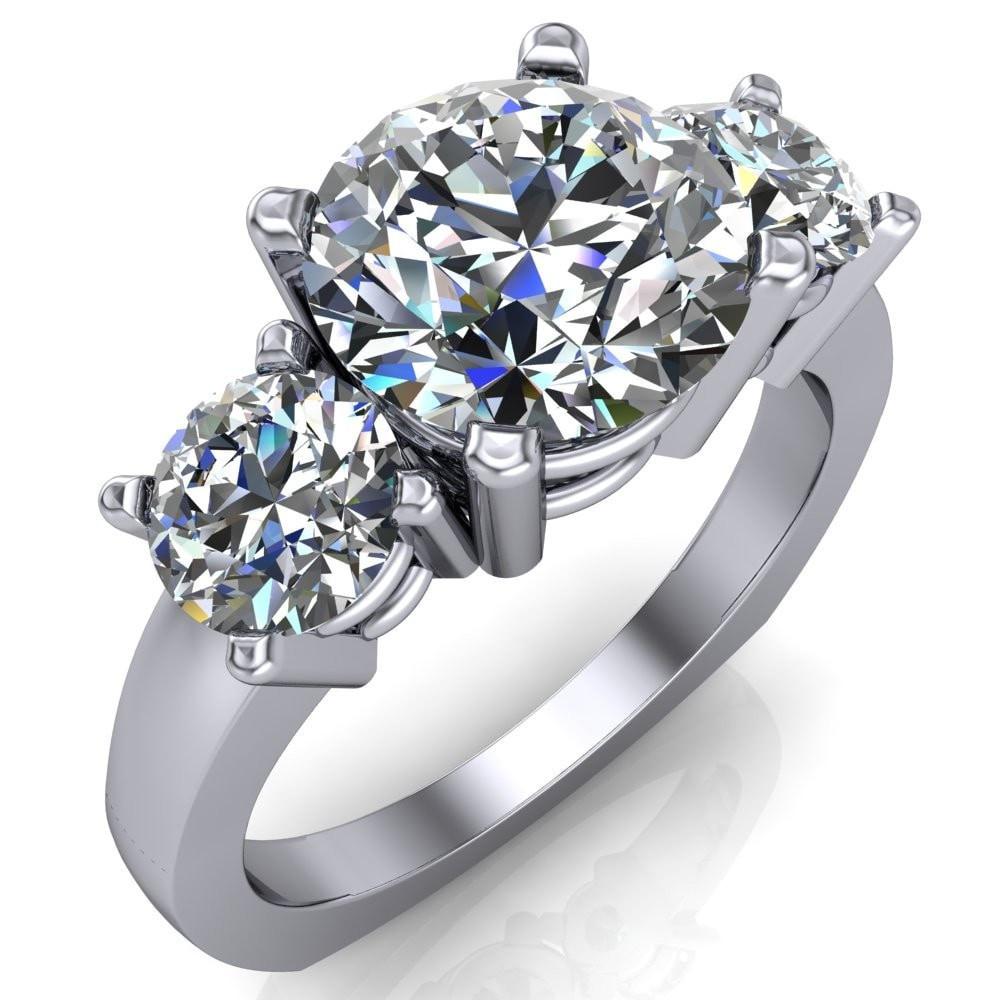 Heather Round Moissanite 3 Stone Euro Style Ring-Custom-Made Jewelry-Fire & Brilliance ®