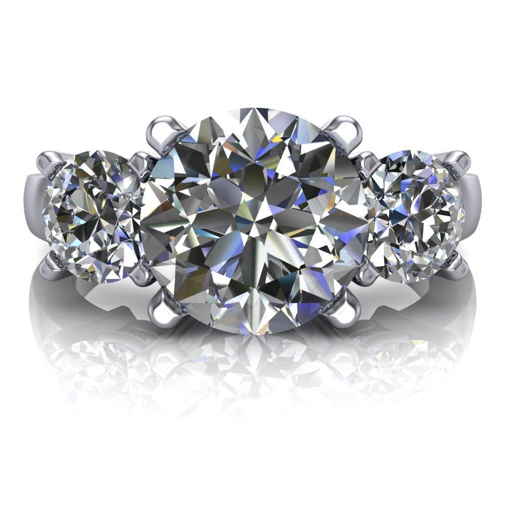 Heather Round Moissanite 3 Stone Euro Style Ring-Custom-Made Jewelry-Fire & Brilliance ®