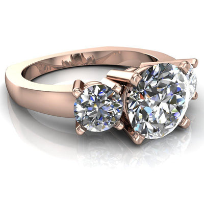 Heather Round Moissanite 3 Stone Euro Style Ring-Custom-Made Jewelry-Fire & Brilliance ®