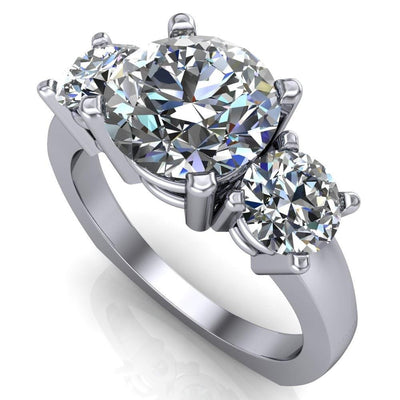 Heather Round Moissanite 3 Stone Euro Style Ring-Custom-Made Jewelry-Fire & Brilliance ®