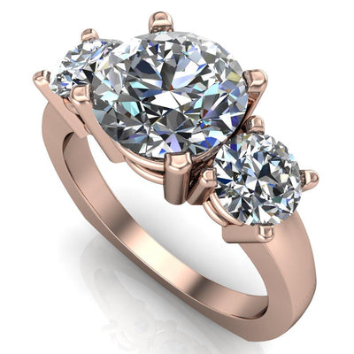 Heather Round Moissanite 3 Stone Euro Style Ring-Custom-Made Jewelry-Fire & Brilliance ®