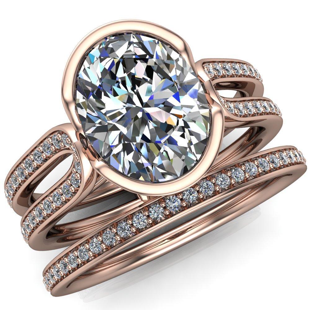 Helen Oval Half Bezel Split Shank Diamond Channel Engagement Ring-Custom-Made Jewelry-Fire & Brilliance ®