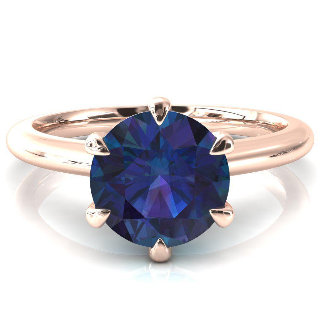 Hennie Round Alexandrite 6 Claw Prong High Shoulder Solitaire Ring-FIRE & BRILLIANCE