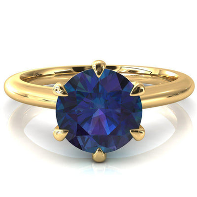 Hennie Round Alexandrite 6 Claw Prong High Shoulder Solitaire Ring-FIRE & BRILLIANCE